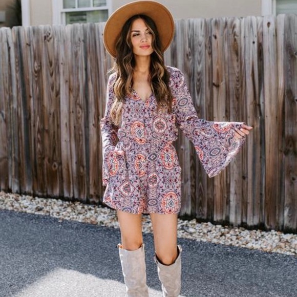 Vici Pants - VICI | Stick Around Pocketed Medallion Romper Larg
